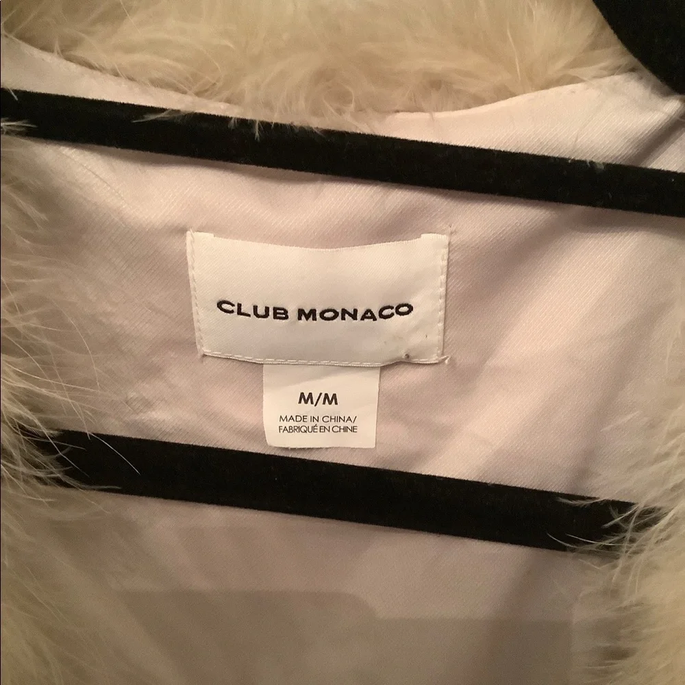 CLUB MONACO MARABOU FEATHER IVORY NUDE VEST​​​​​​​